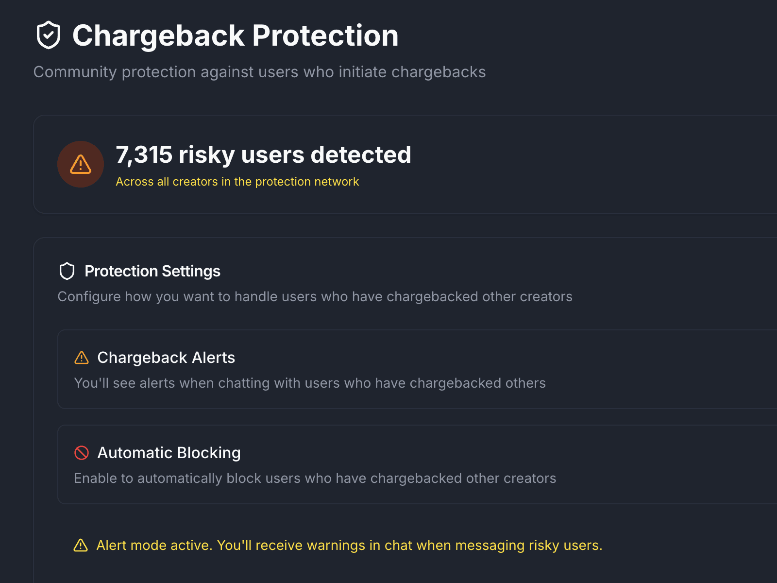 Chargeback Protection UI